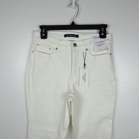 CALVIN KLEIN Women's Jeans High Rise Skinny Denim White Stretch Fitted NWT 26 - Picture 3 of 14